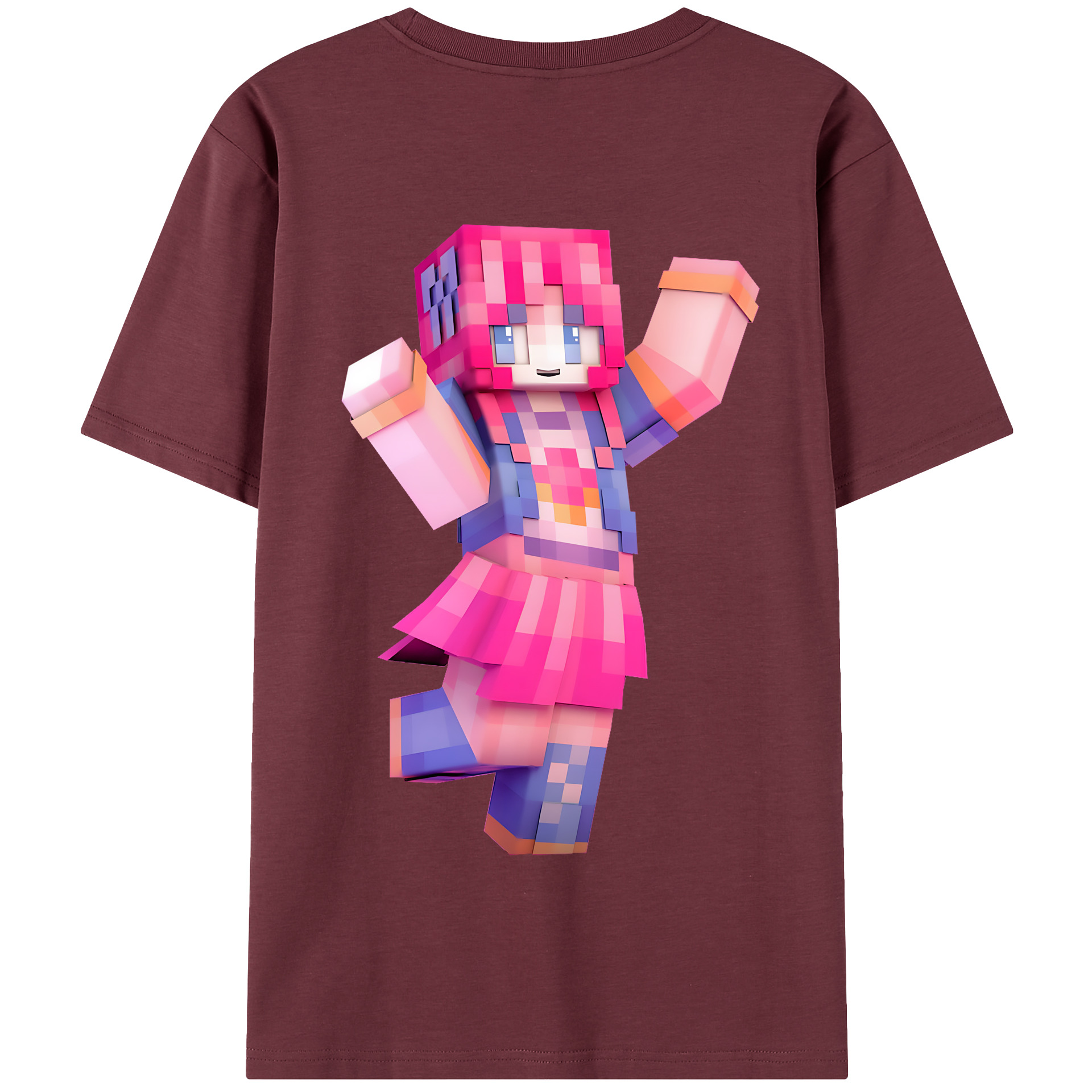 （画像用） マインクラフト ブロックの世界 Minecraft MC Block world 綿100％半袖Tシャツ（背面プリント）